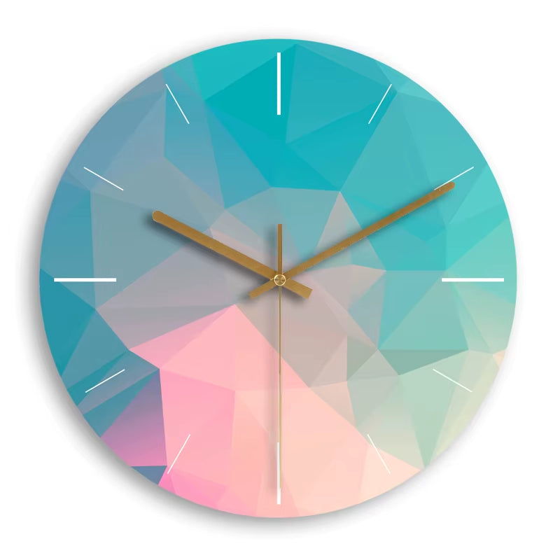 Colorful Creative Wall Clock Wooden Home Decoration Wall Clock Modern Fashion Silent Metal round Clock