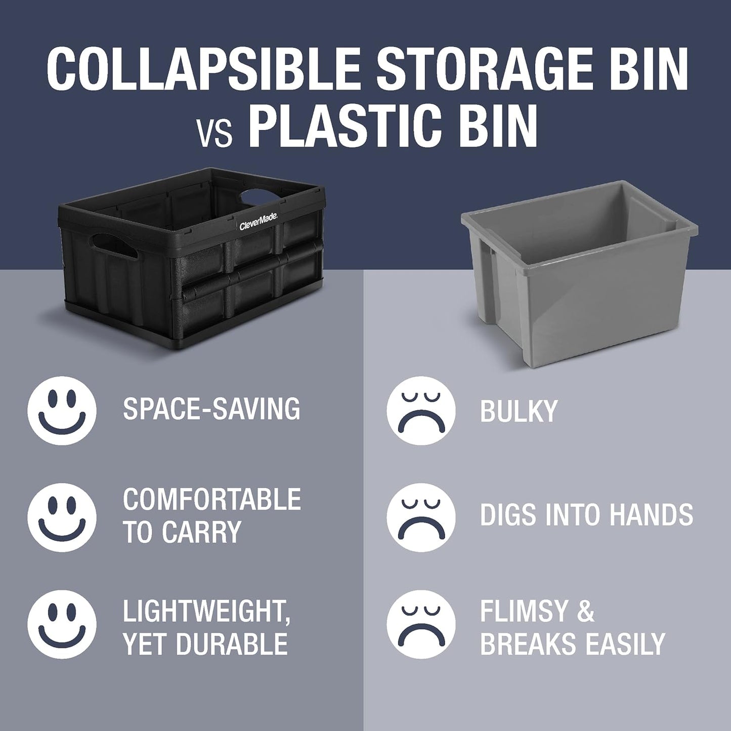 Collapsible Storage Bins - Black 3 Pack 32L - Stackable Containers Heavy Duty Capacity Folding Crates - Space-Saving for Home