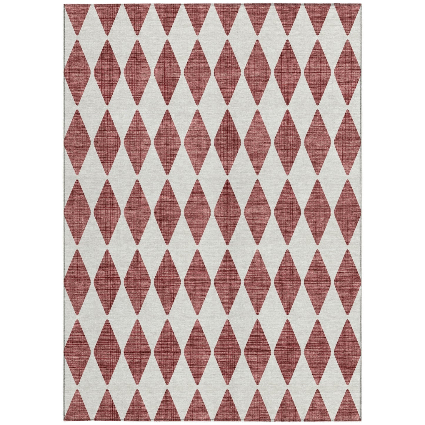3' X 5' Burgundy Geometric Washable Indoor Outdoor Area Rug