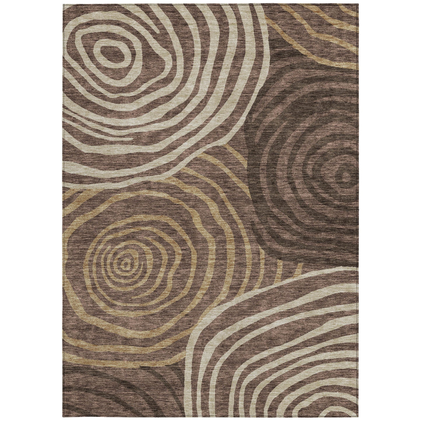 8' X 10' Brown And Taupe Abstract Washable Indoor Outdoor Area Rug