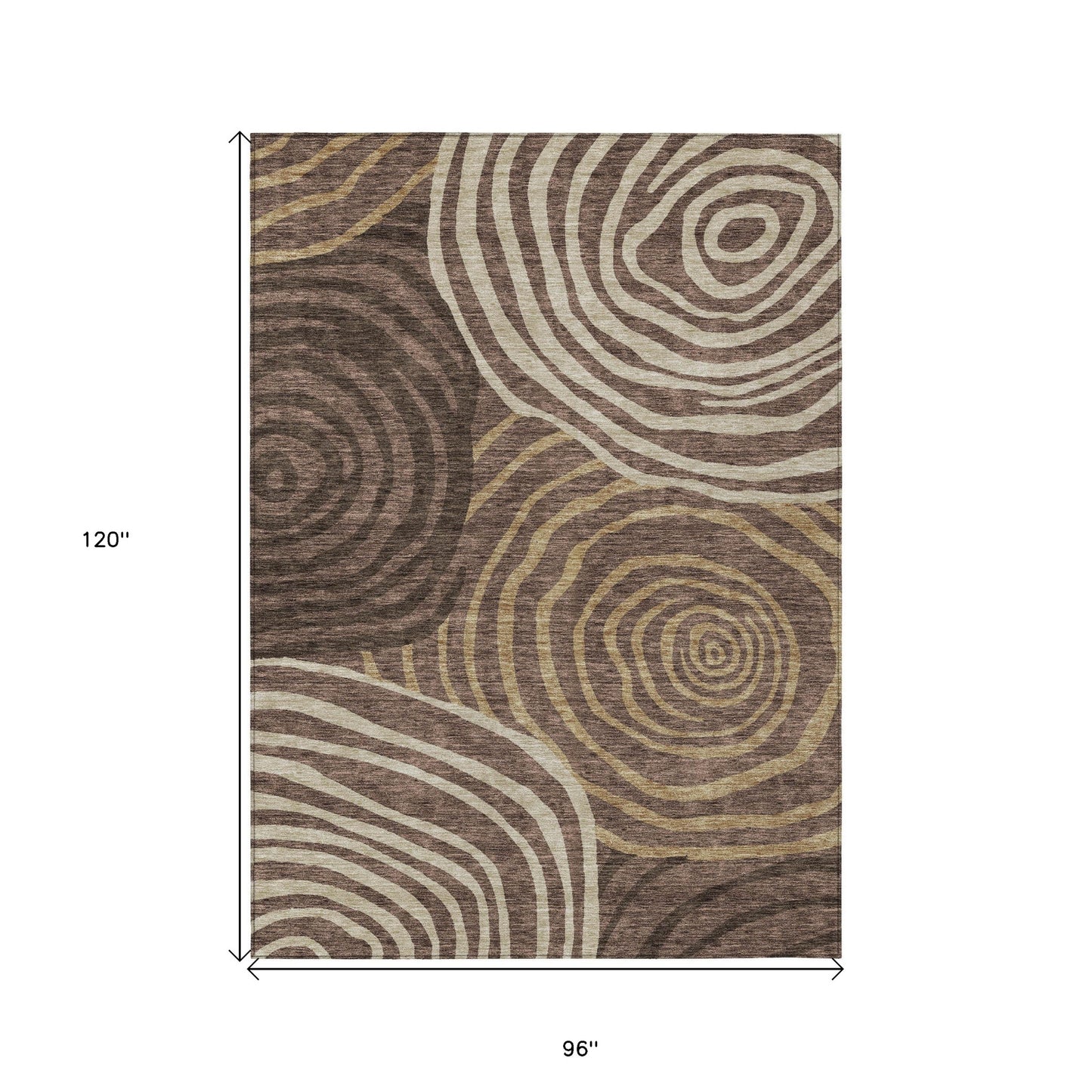 8' X 10' Brown And Taupe Abstract Washable Indoor Outdoor Area Rug
