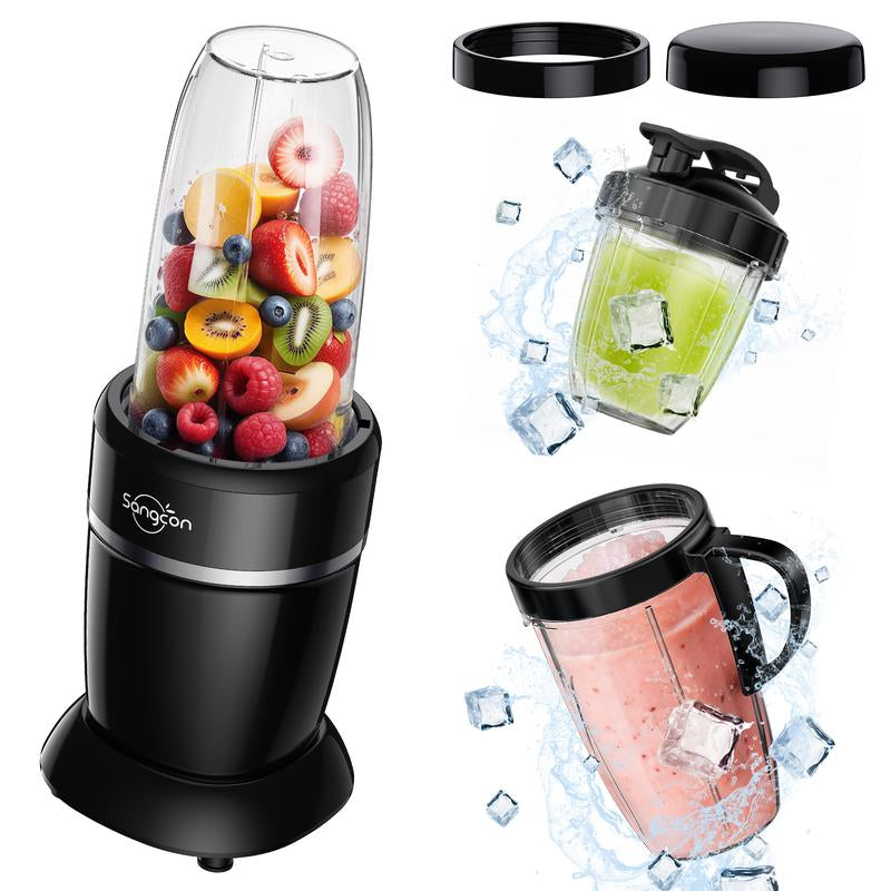 Sangcon 1000W Blender for Kitchen-Capacity Upgrade,With (3) Cups (2) Spoutcovers (1)Storage Cap (1)To-Go Cap, Portableblender for Shakes and Smoothies, Lcecrushing, Frozen Drinks, Spices