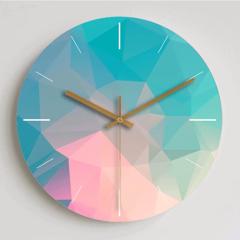 Colorful Creative Wall Clock Wooden Home Decoration Wall Clock Modern Fashion Silent Metal round Clock