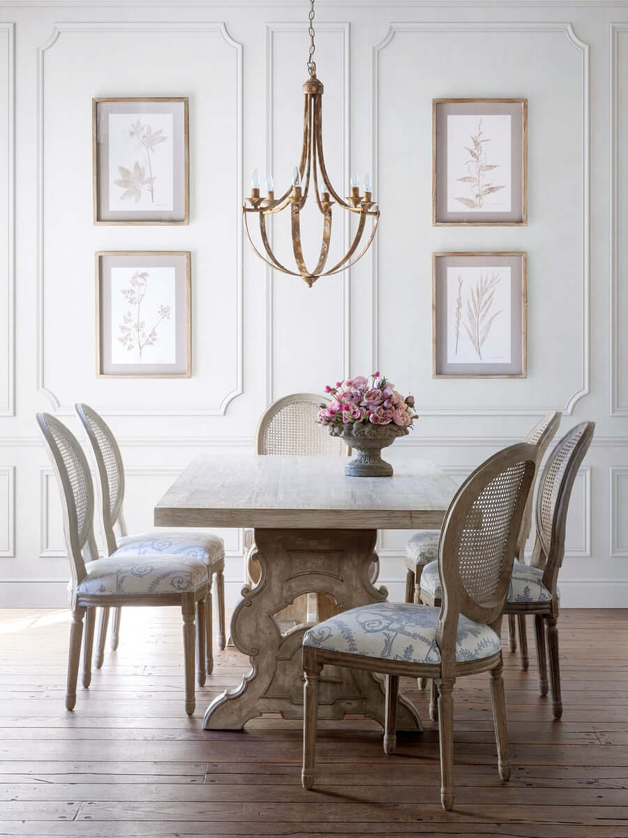 French Country Farmhouse Chandelier in Antique Gold Iron