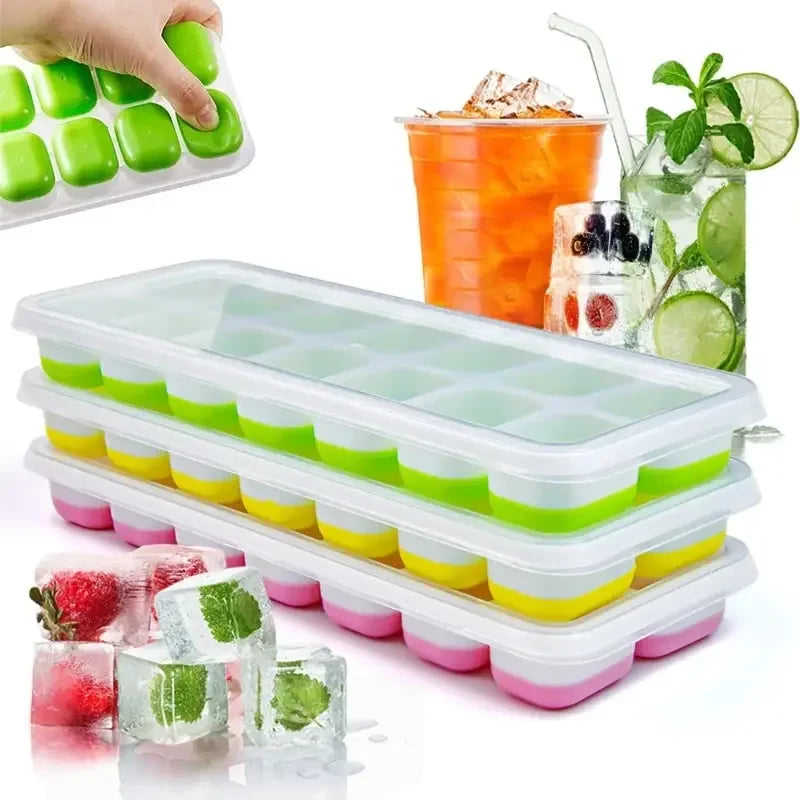 14-Grid Silicone Ice Cube Tray Mold, Non-Toxic & Durable for Bar & Drinks