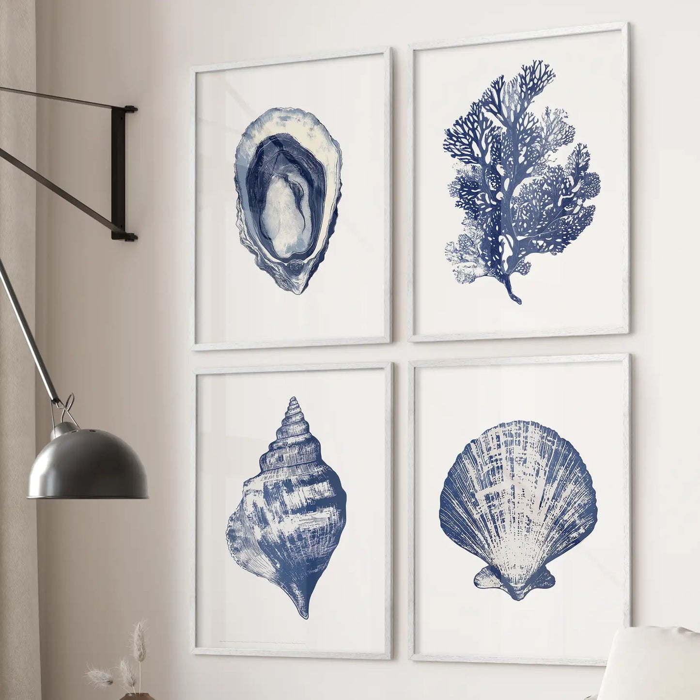 Nautical Art Seashell, Coral Prints. Set of 4 print