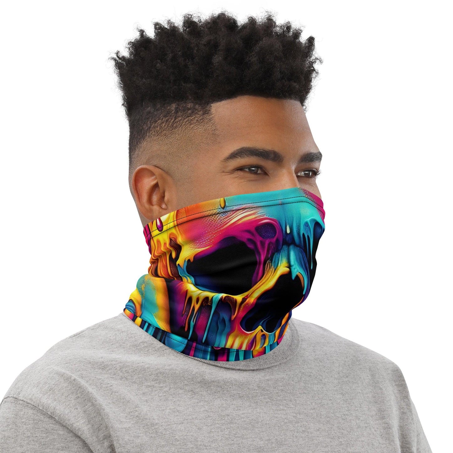 Playful Dripping Skull Neck Gaiter for Festivals