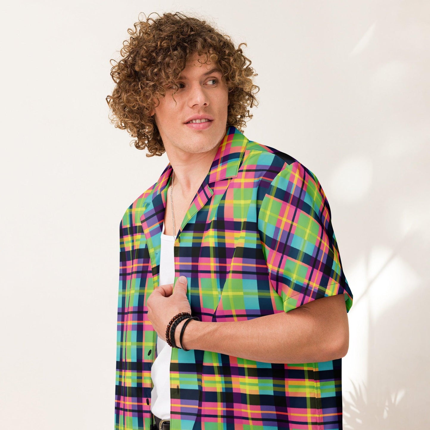 Custom Plaid Button Shirt for Raves & Festivals
