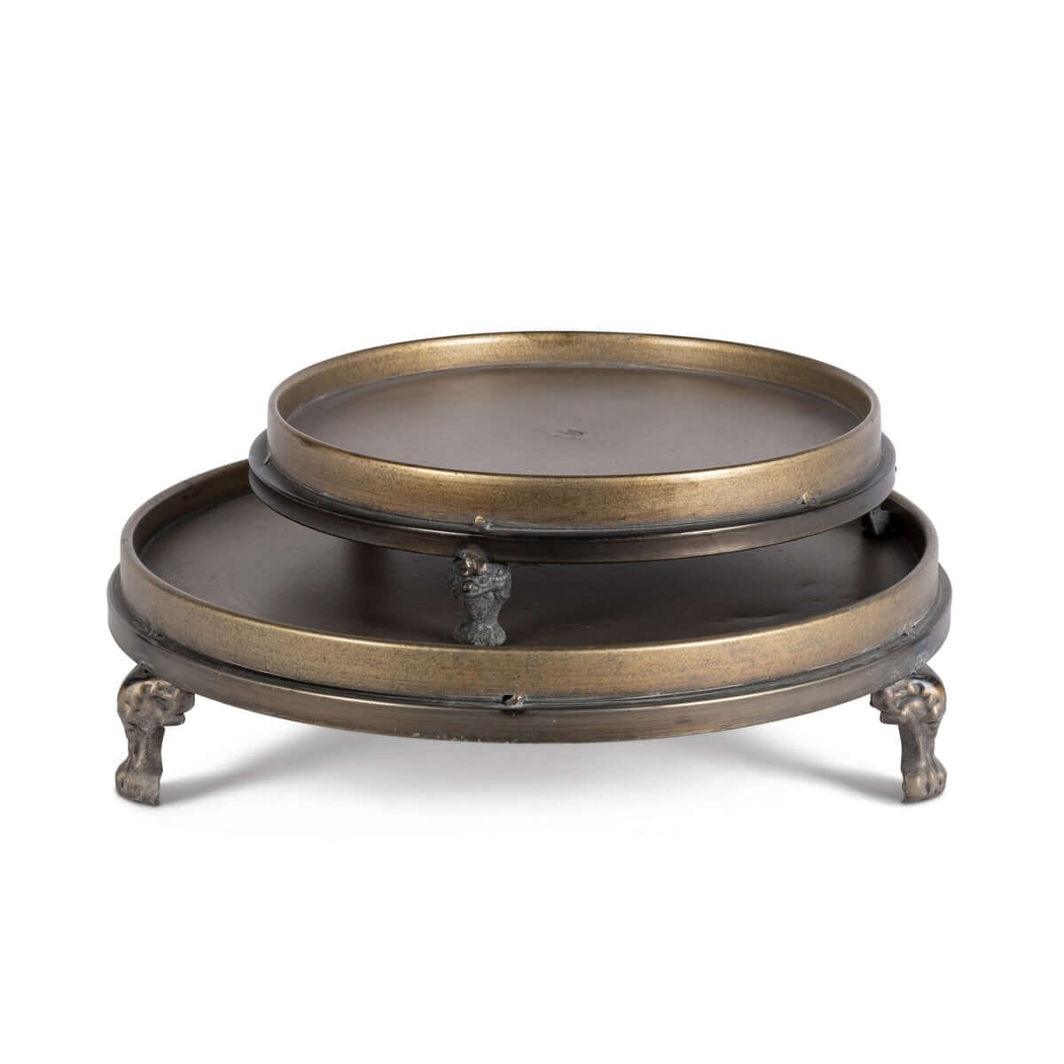 Antique Brass Footed Display Trays (Set of 2)