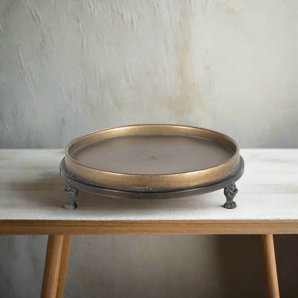 Antique Brass Footed Display Trays (Set of 2)