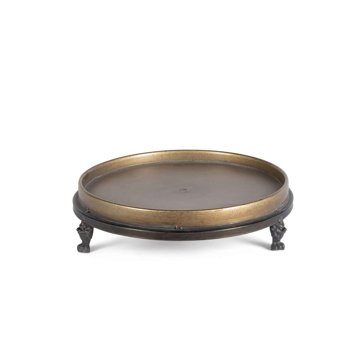 Antique Brass Footed Display Trays (Set of 2)