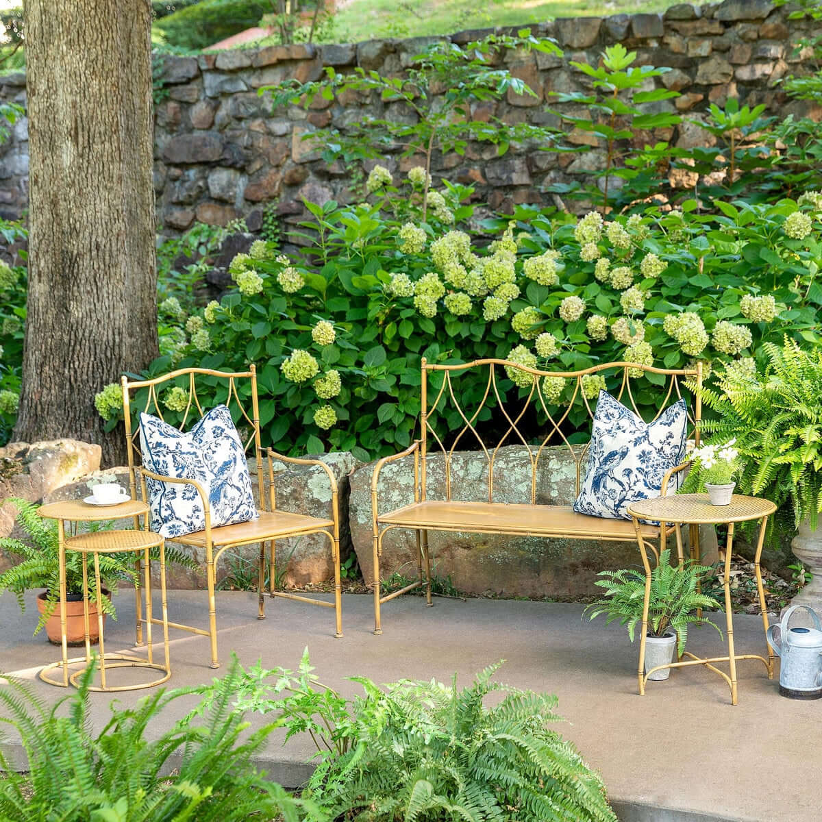 Bamboo Style Iron Nesting Tables Set