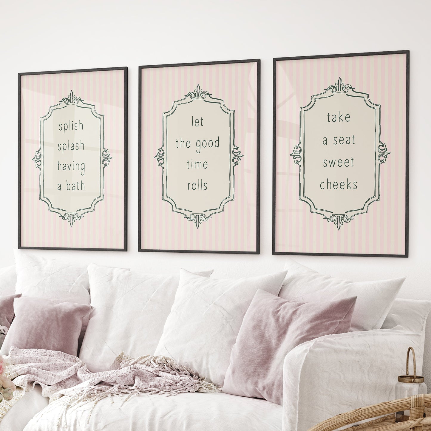 Funny Bathroom Art. Set of 3 Typography Quote Prints