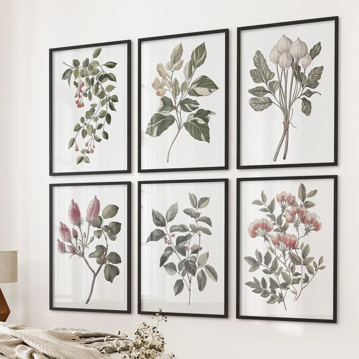 Botanical Wall Art Set of 6 Prints. Rosehip Decor