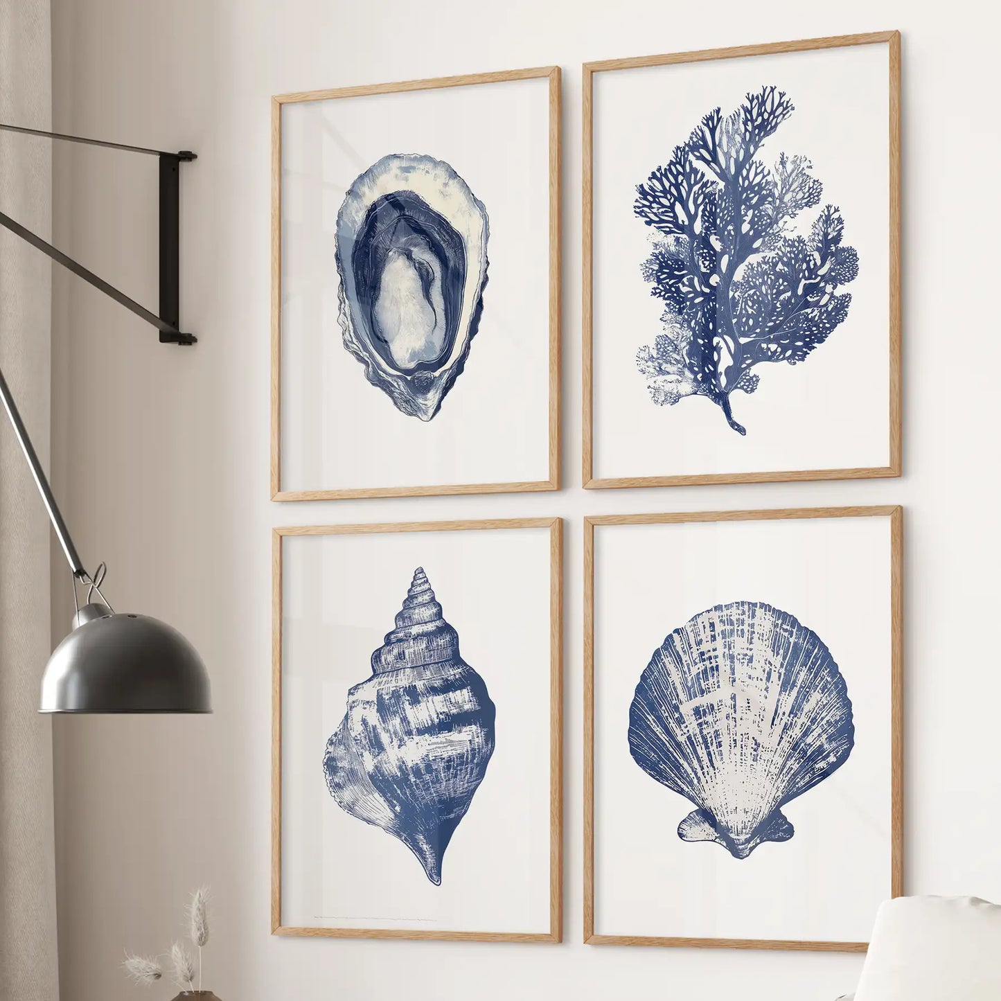 Nautical Art Seashell, Coral Prints. Set of 4 print