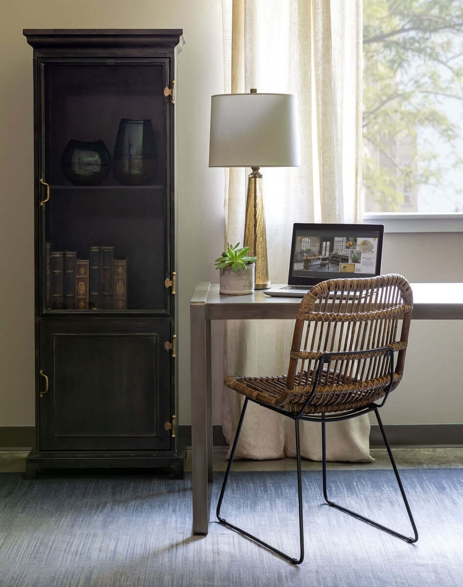 Crackled Glass Table Lamp with White Linen Shade