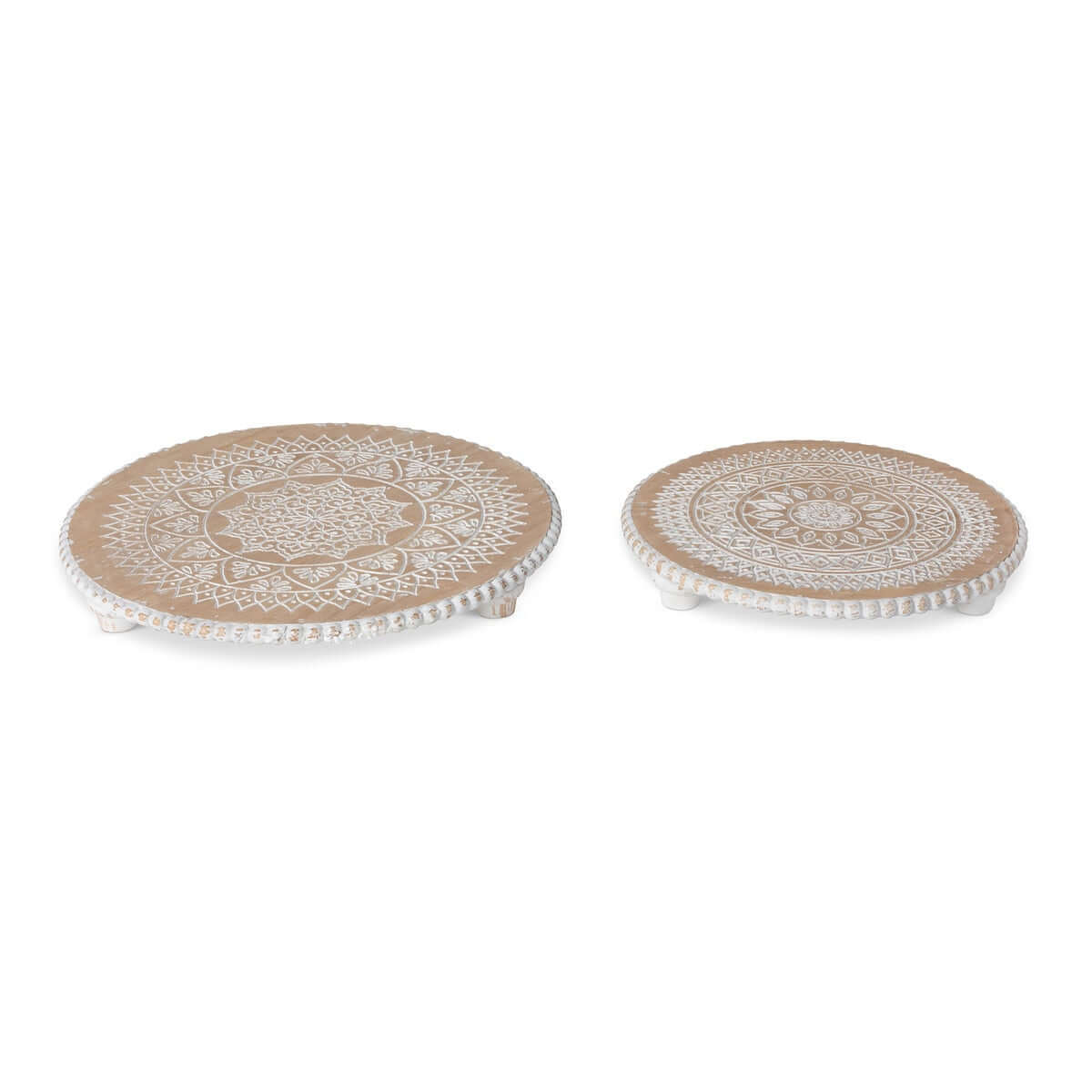 Dreamcatcher Wooden Risers with Whitewashed Mandala Design