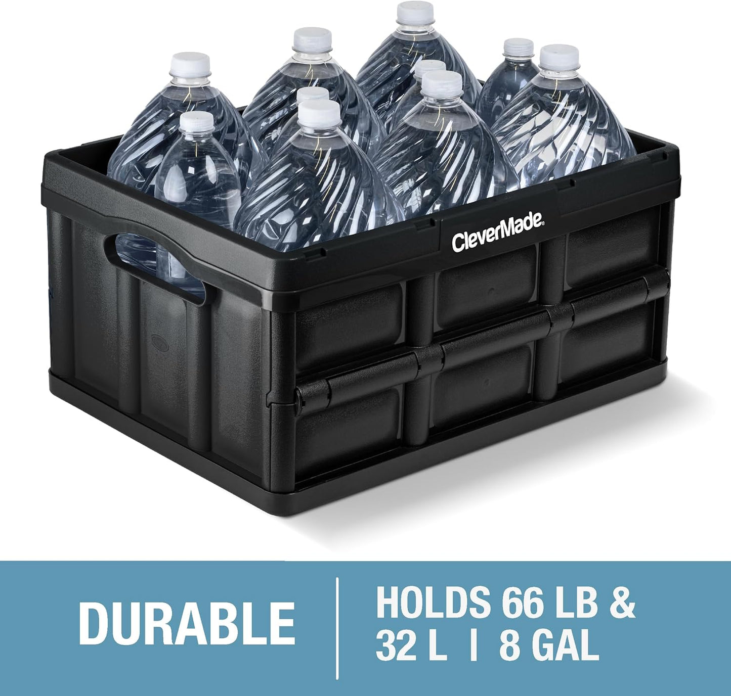 Collapsible Storage Bins - Black 3 Pack 32L - Stackable Containers Heavy Duty Capacity Folding Crates - Space-Saving for Home