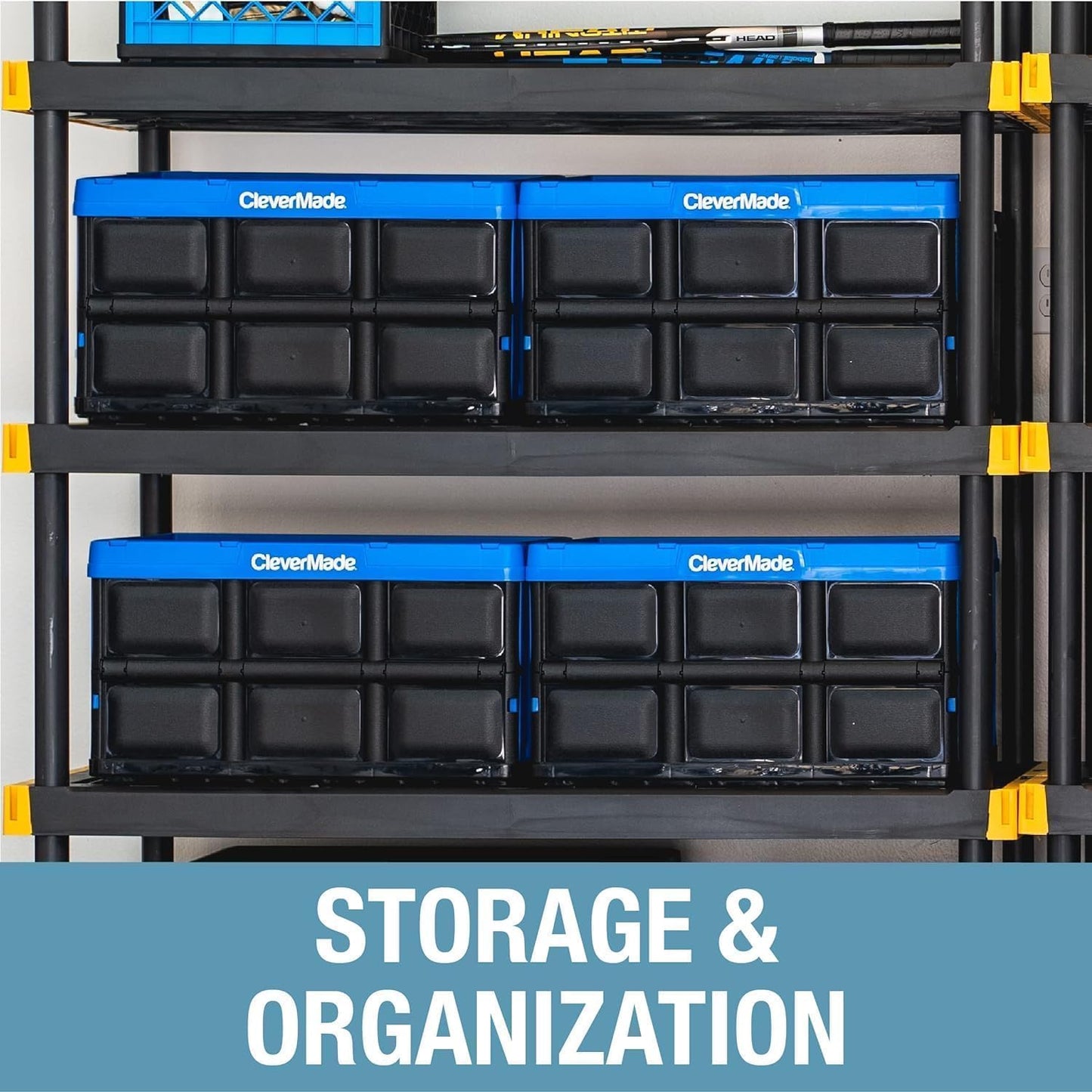 Collapsible Storage Bins - Black 3 Pack 32L - Stackable Containers Heavy Duty Capacity Folding Crates - Space-Saving for Home