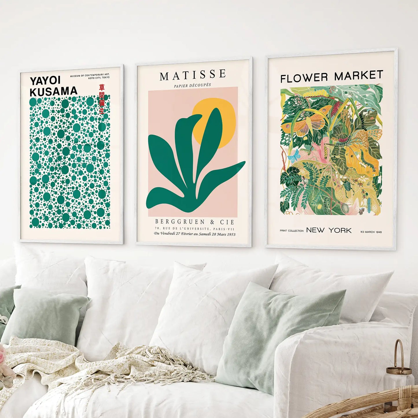 Colorful Matisse-Inspired Wall Art. Set of 3 Modern Abstract Prints