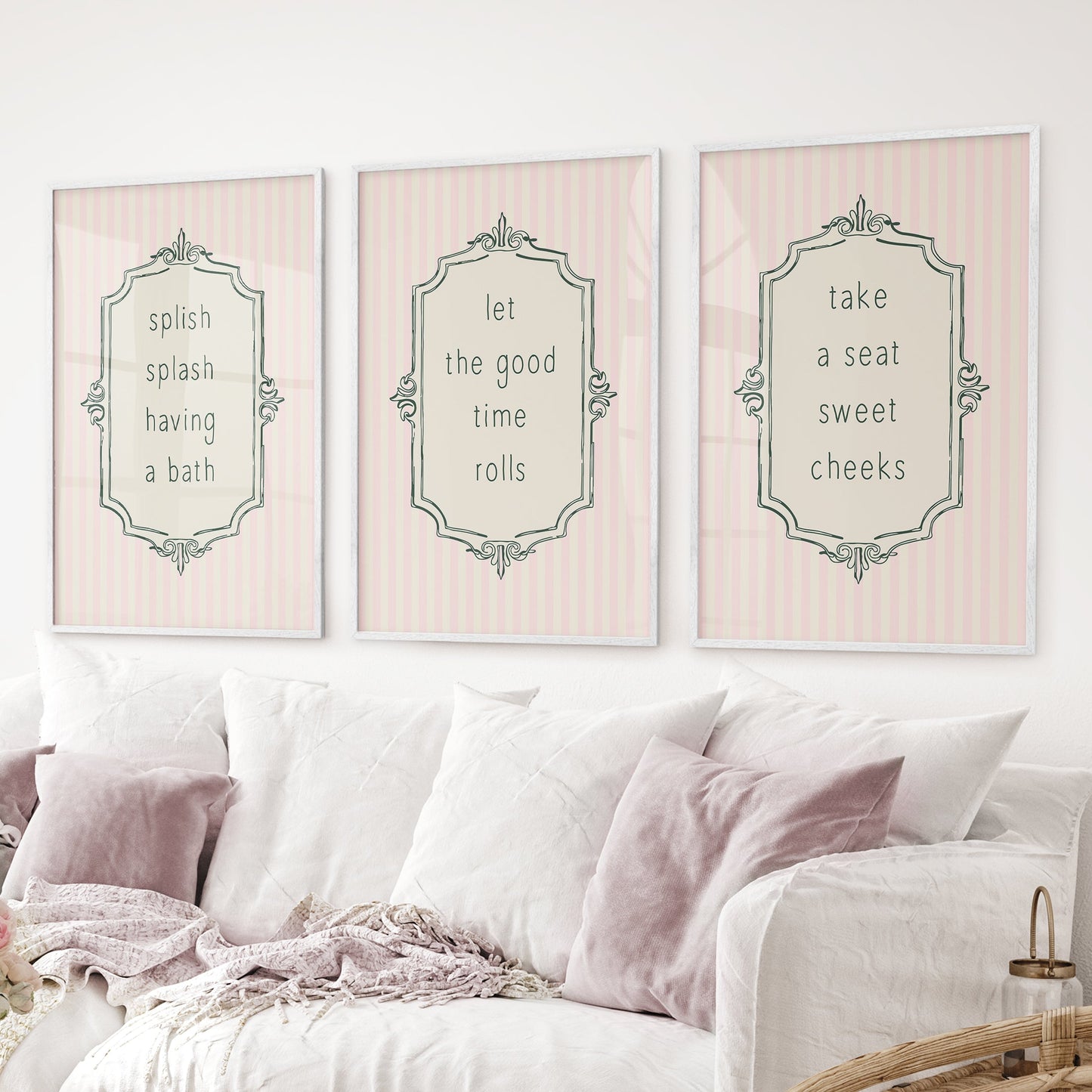 Funny Bathroom Art. Set of 3 Typography Quote Prints