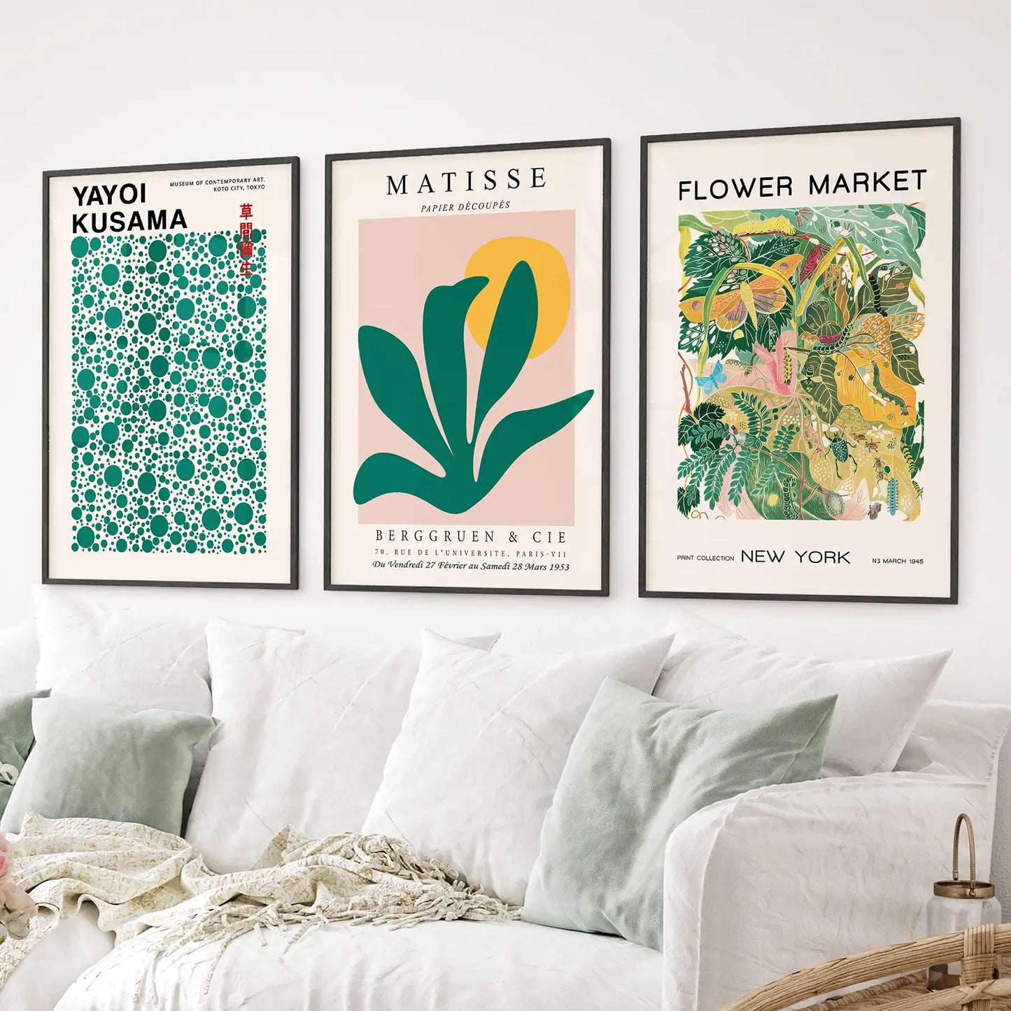Colorful Matisse-Inspired Wall Art. Set of 3 Modern Abstract Prints