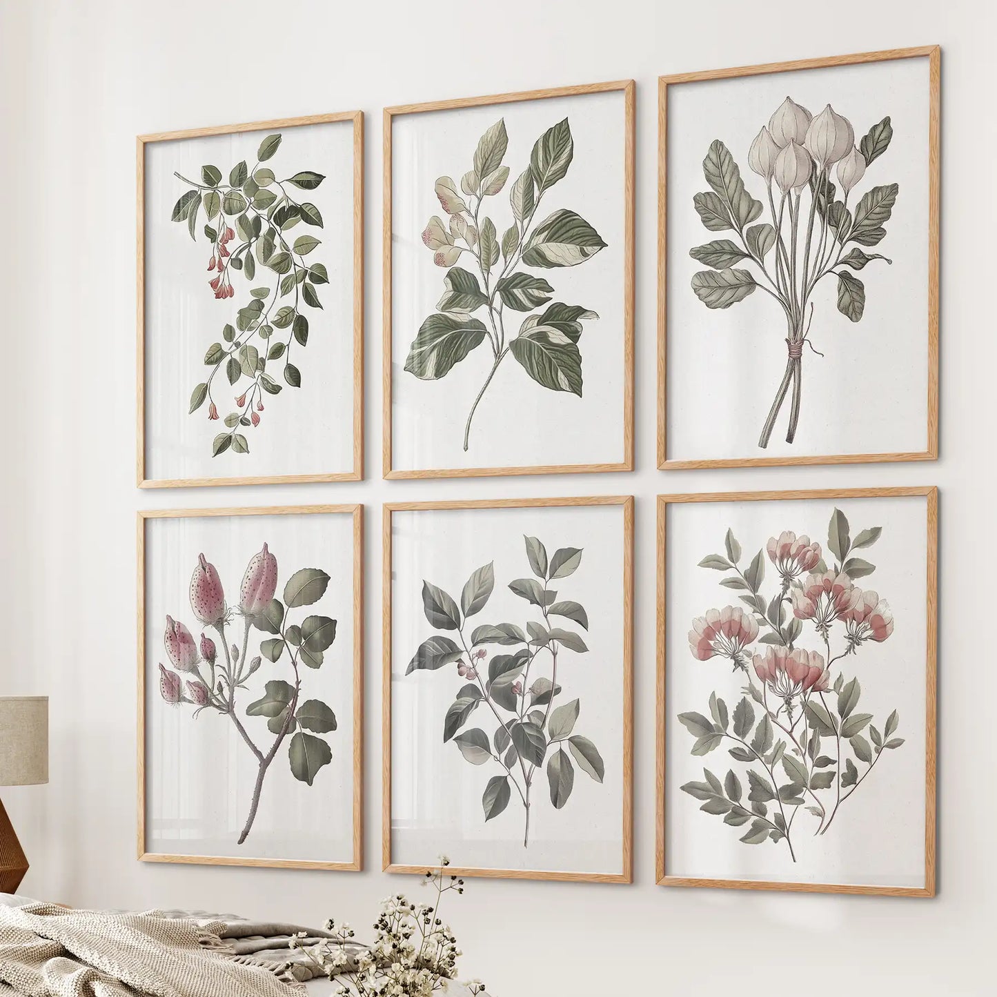 Botanical Wall Art Set of 6 Prints. Rosehip Decor