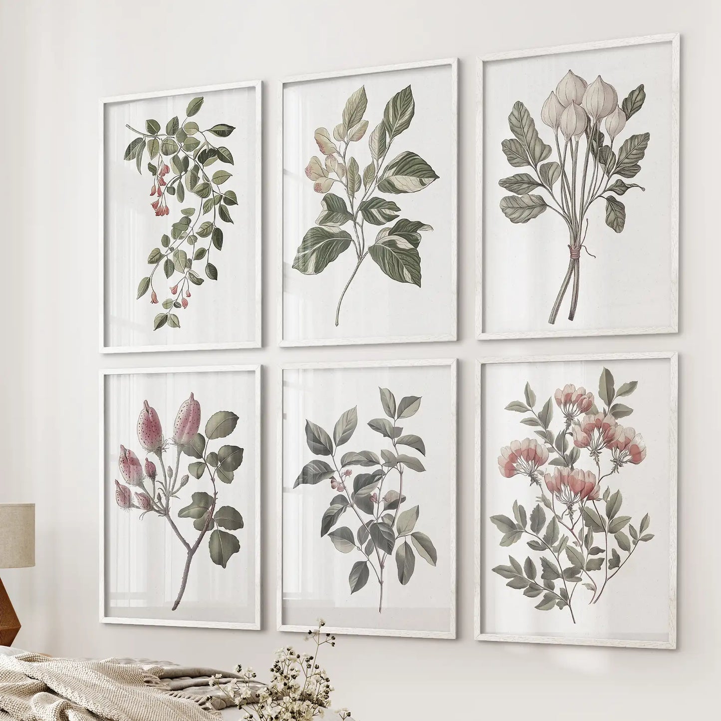 Botanical Wall Art Set of 6 Prints. Rosehip Decor