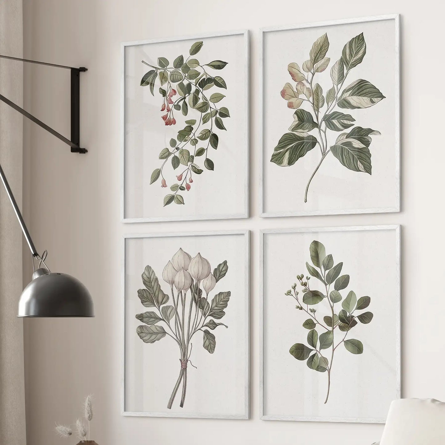 Vintage Plant Drawing Posters. Set of 4 Floral Art Prints