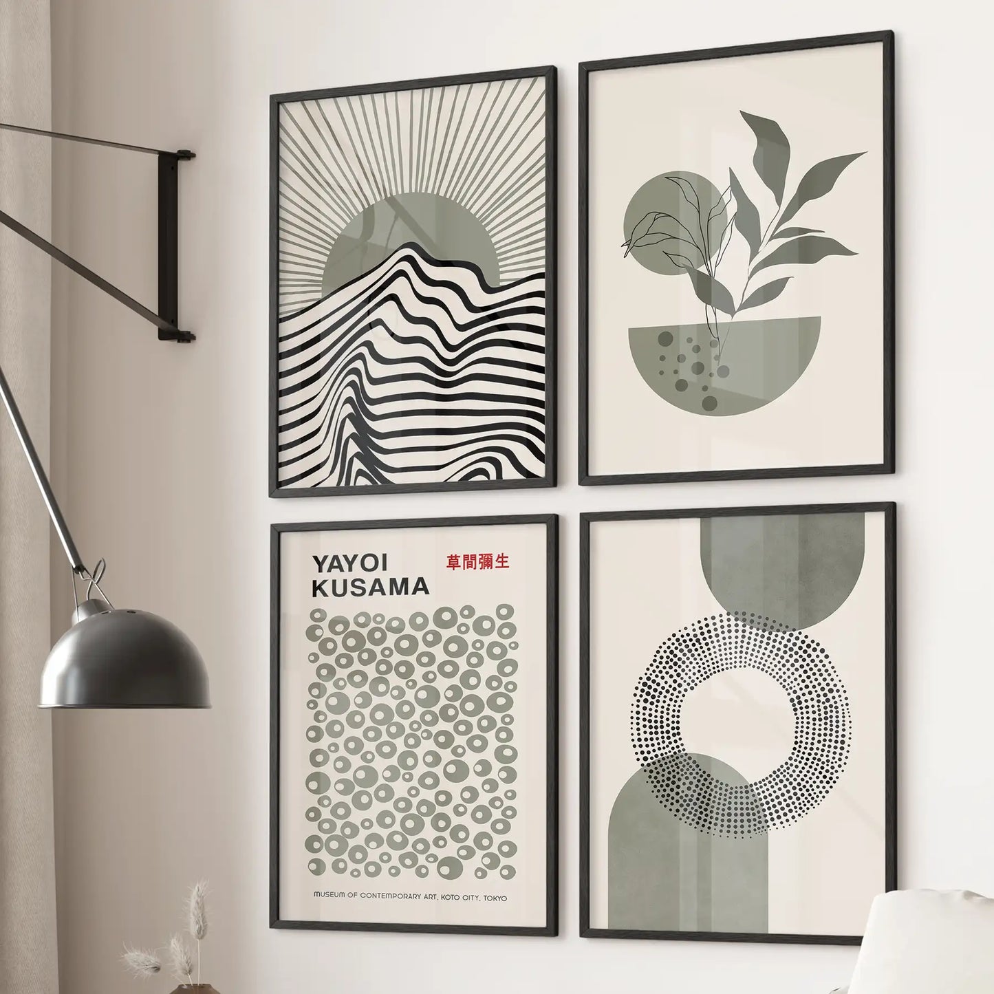 Yayoi Kusama, Bauhaus Inspired Wall Decor. Set of 4 Boho Art
