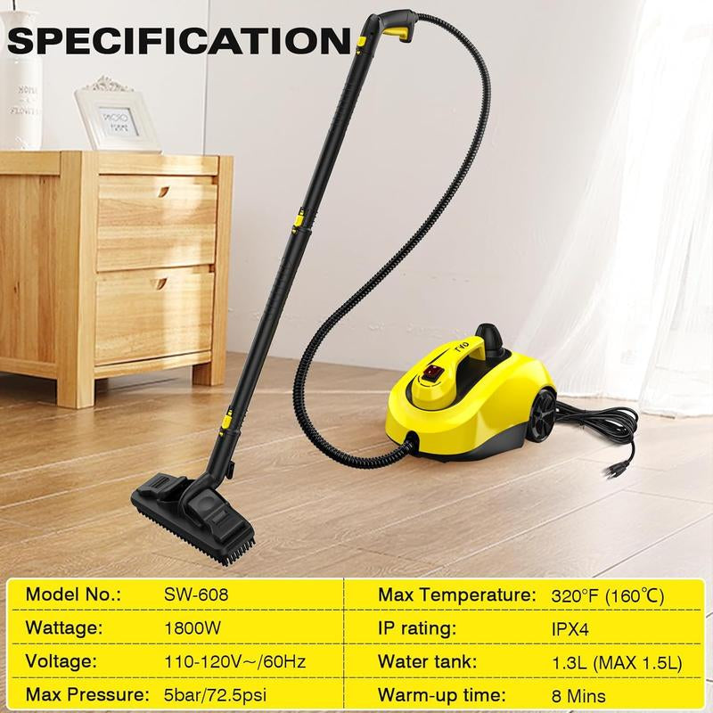 TVD Steam Cleaner Heavy Duty Canister Steamer with 26 Accessories, Steam Mop with 5M Extra-Long Power Cord for Home Floor Cleaning