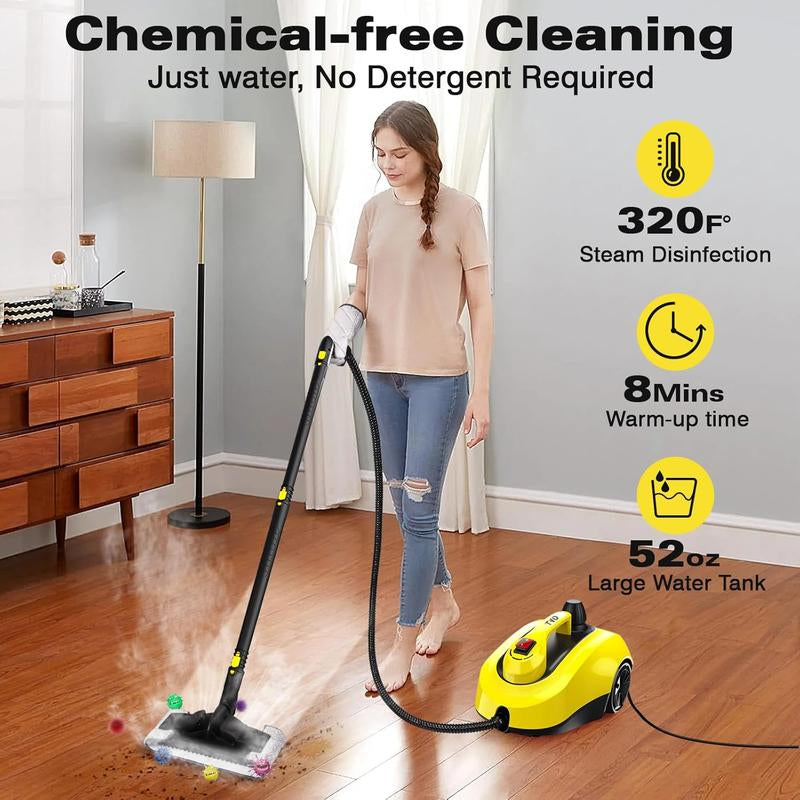 TVD Steam Cleaner Heavy Duty Canister Steamer with 26 Accessories, Steam Mop with 5M Extra-Long Power Cord for Home Floor Cleaning