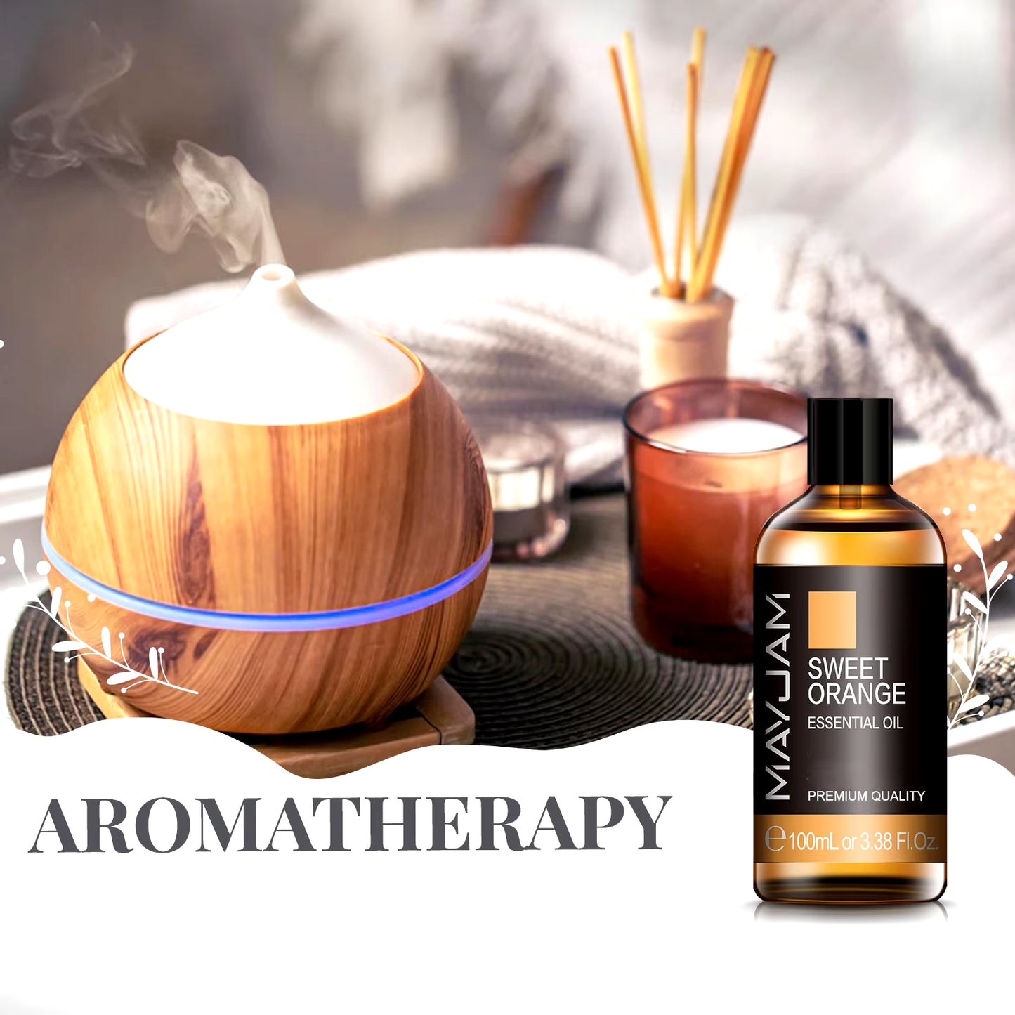 100ML Sandalwood Pure Natural Essential Oil Diffuser Lavender Jasmine Eucalyptus Frankincense Mint Orange Lemon Ylang Aroma Oil