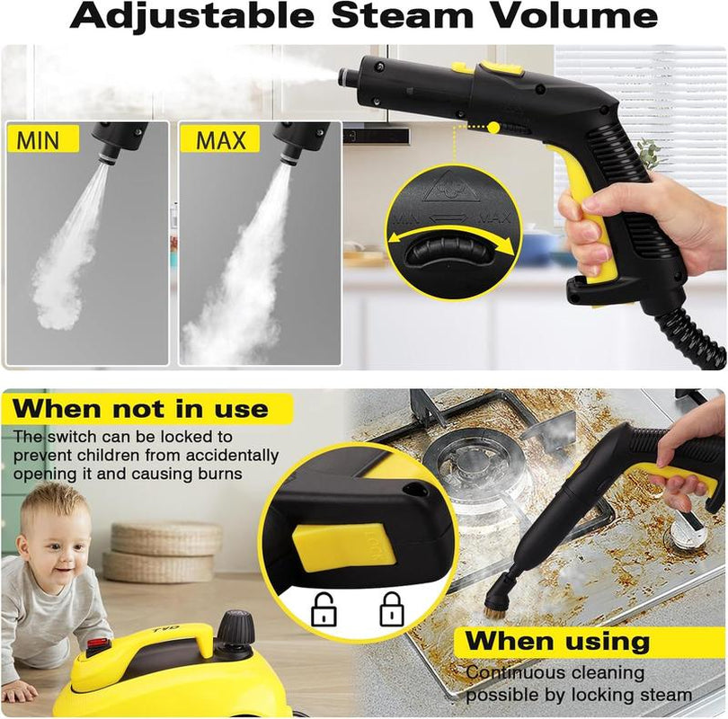 TVD Steam Cleaner Heavy Duty Canister Steamer with 26 Accessories, Steam Mop with 5M Extra-Long Power Cord for Home Floor Cleaning