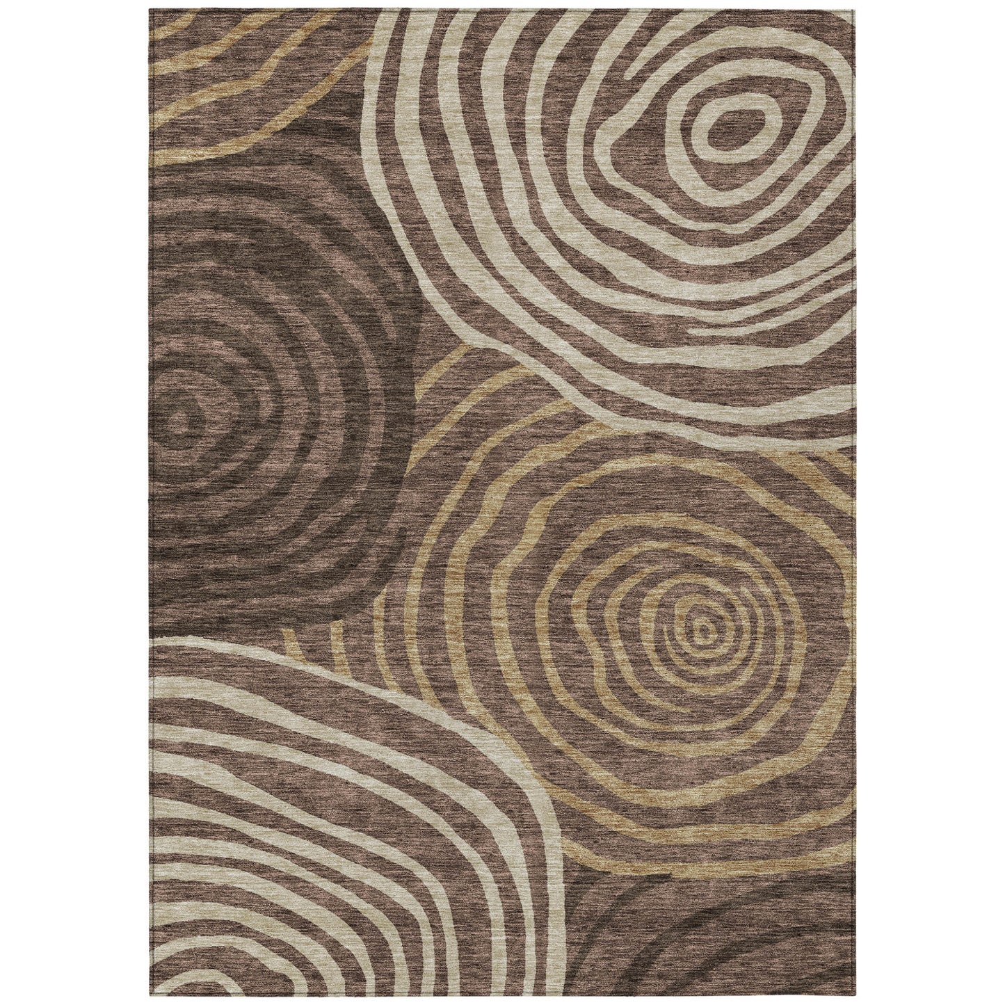 8' X 10' Brown And Taupe Abstract Washable Indoor Outdoor Area Rug
