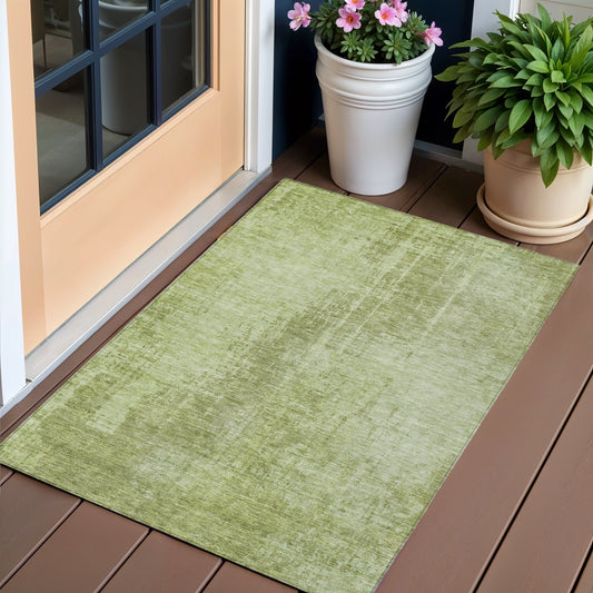 3' X 5' Sage And Green Abstract Washable Indoor Outdoor Area Rug-0