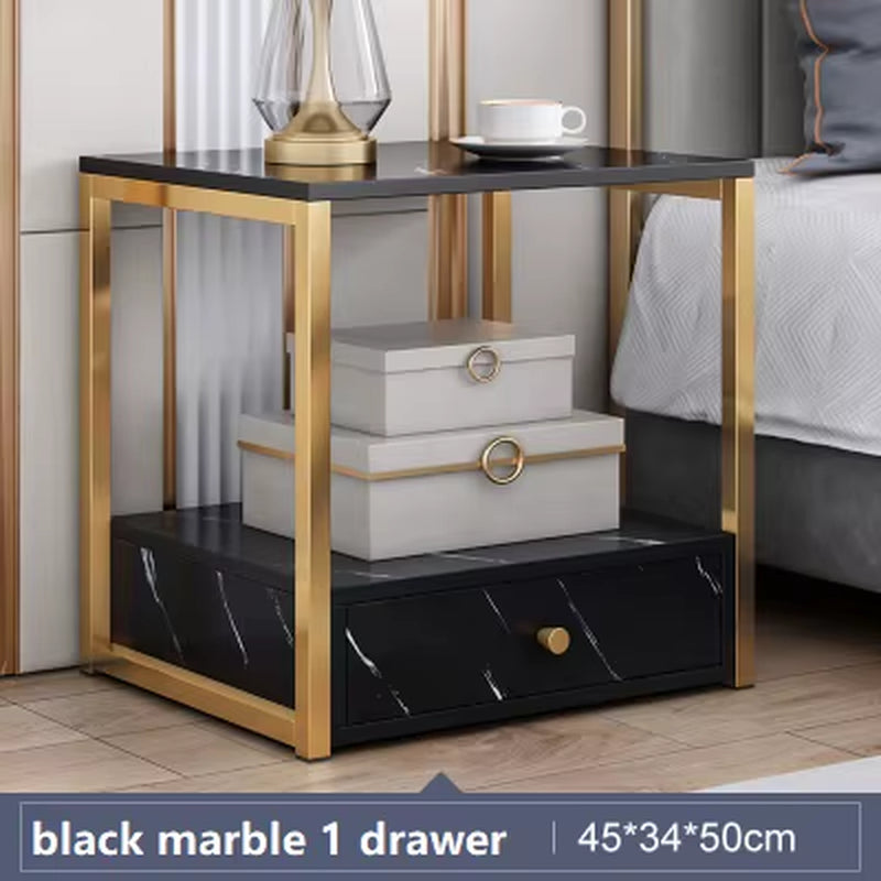 Nightstands Bedroom Wooden Nordic Furniture Metal Frame Marble Design Bedside Tables for the Bedroom