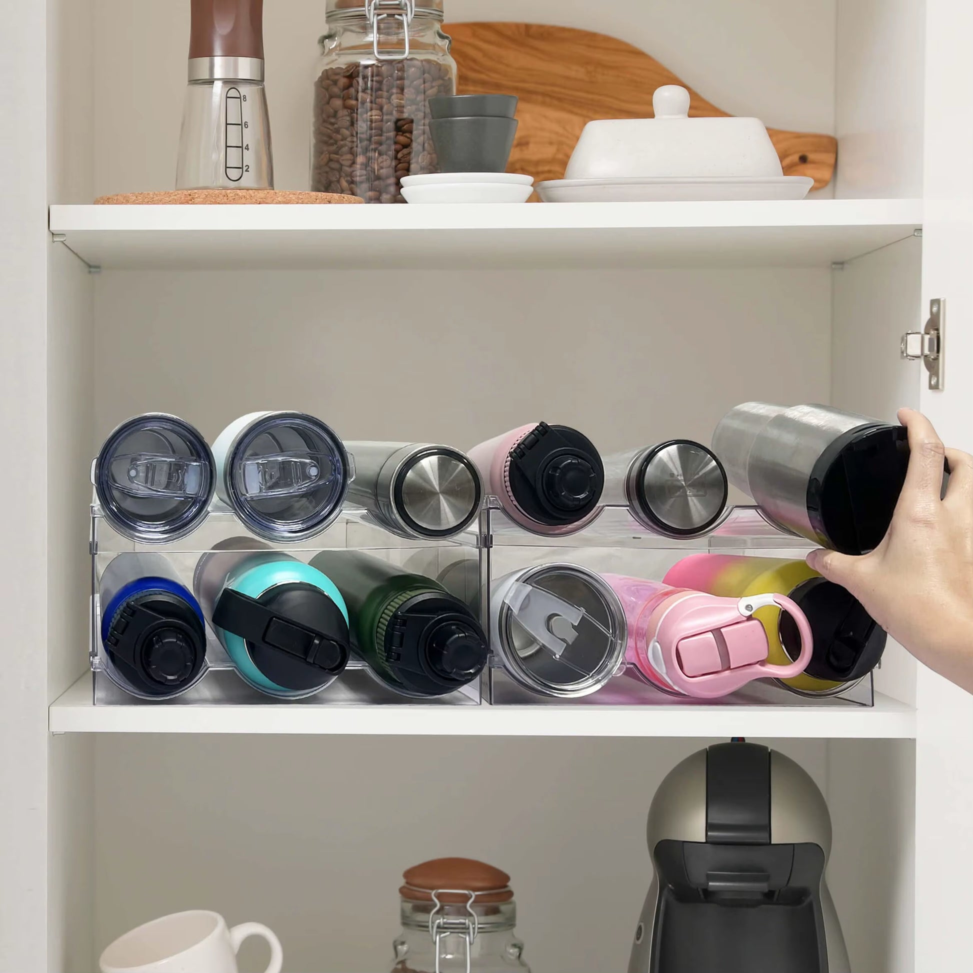 Wine Rack for Refrigerator Water Bottle Organizer Storage Rack, Holder for Kitchen Cabinet Tumbler Mug Cup Organizer