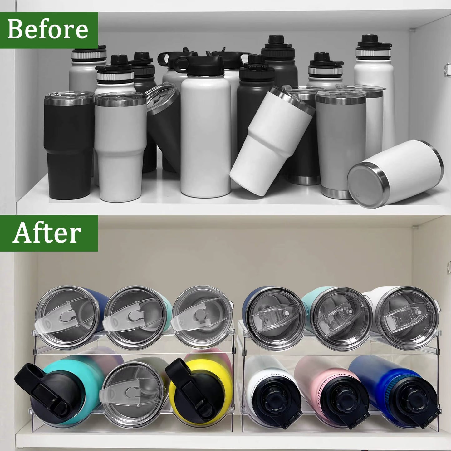 Wine Rack for Refrigerator Water Bottle Organizer Storage Rack, Holder for Kitchen Cabinet Tumbler Mug Cup Organizer