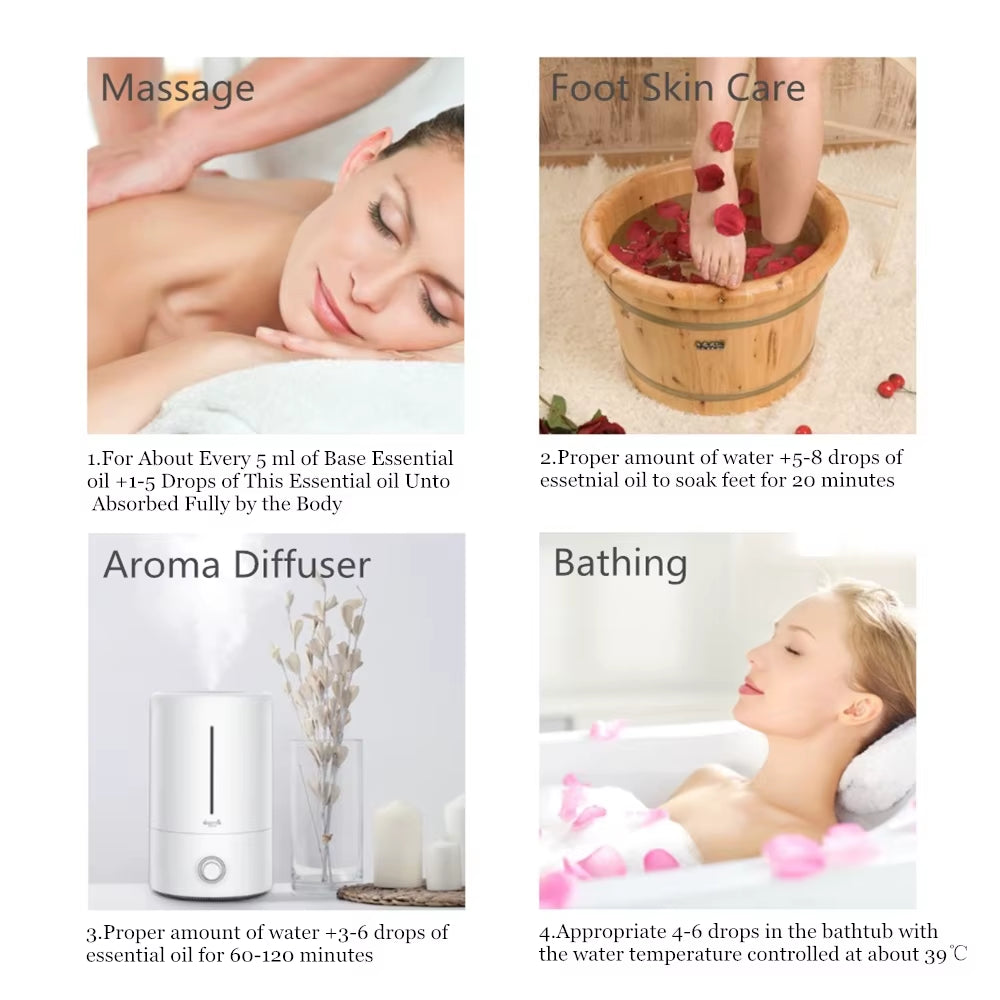 100ML Sandalwood Pure Natural Essential Oil Diffuser Lavender Jasmine Eucalyptus Frankincense Mint Orange Lemon Ylang Aroma Oil