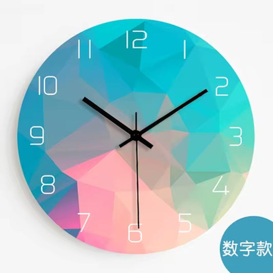 Colorful Creative Wall Clock Wooden Home Decoration Wall Clock Modern Fashion Silent Metal round Clock