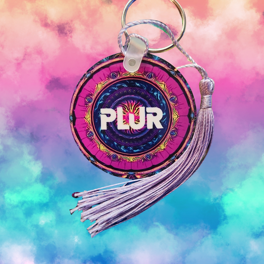 PLUR Circle Keychain for Raves and Festivals.