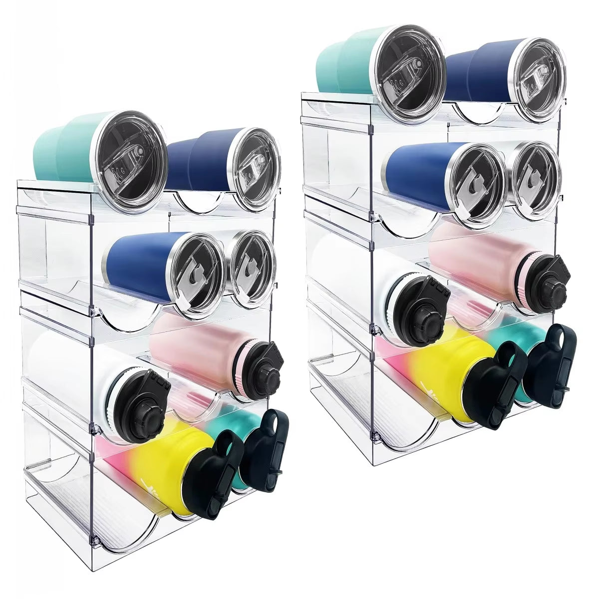 Wine Rack for Refrigerator Water Bottle Organizer Storage Rack, Holder for Kitchen Cabinet Tumbler Mug Cup Organizer