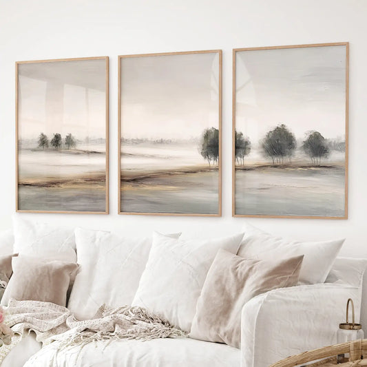 Scandinavian Autumn Landscape. Wall Art Set of 3 Prints