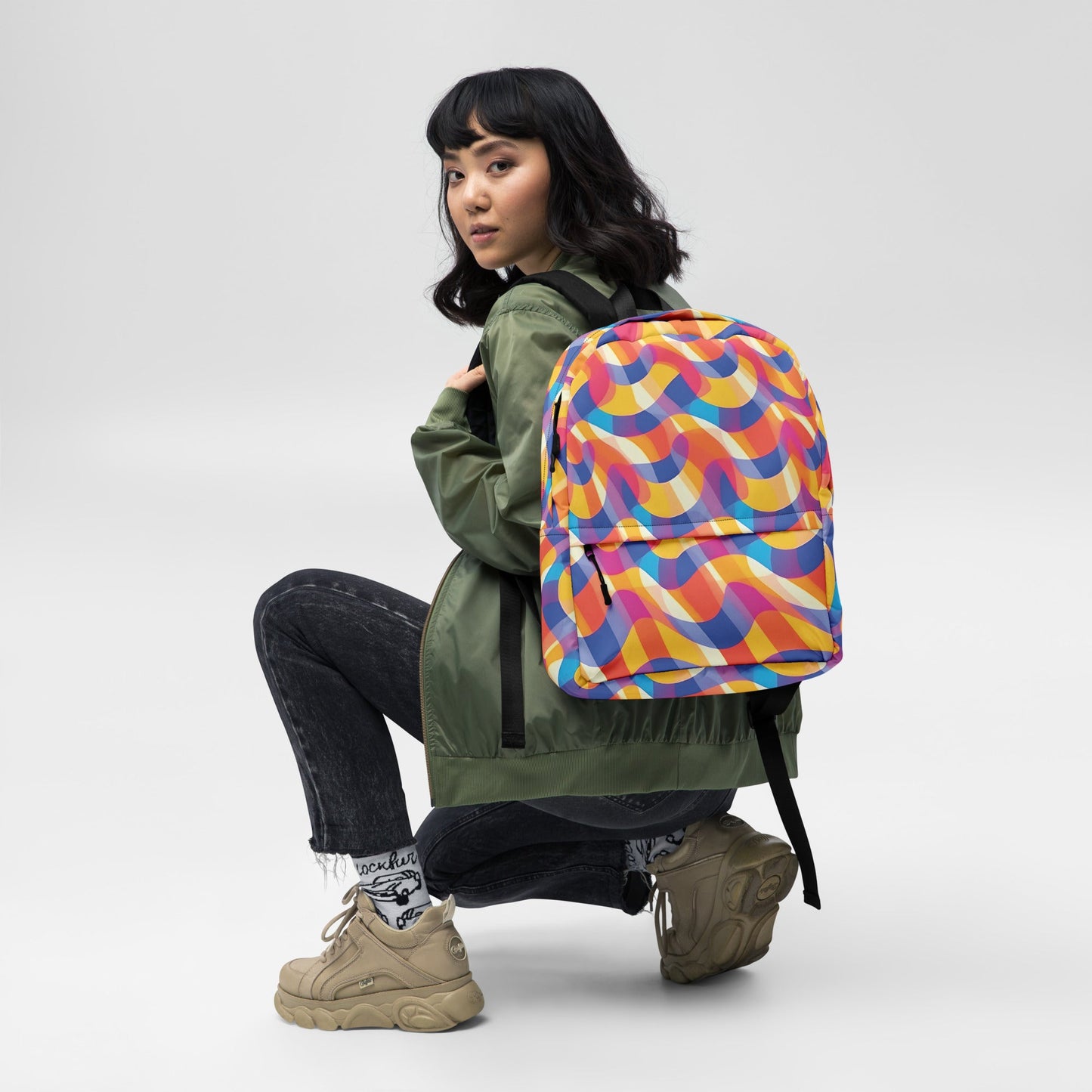Vibrant Abstract Festival Backpack for EDM Lovers