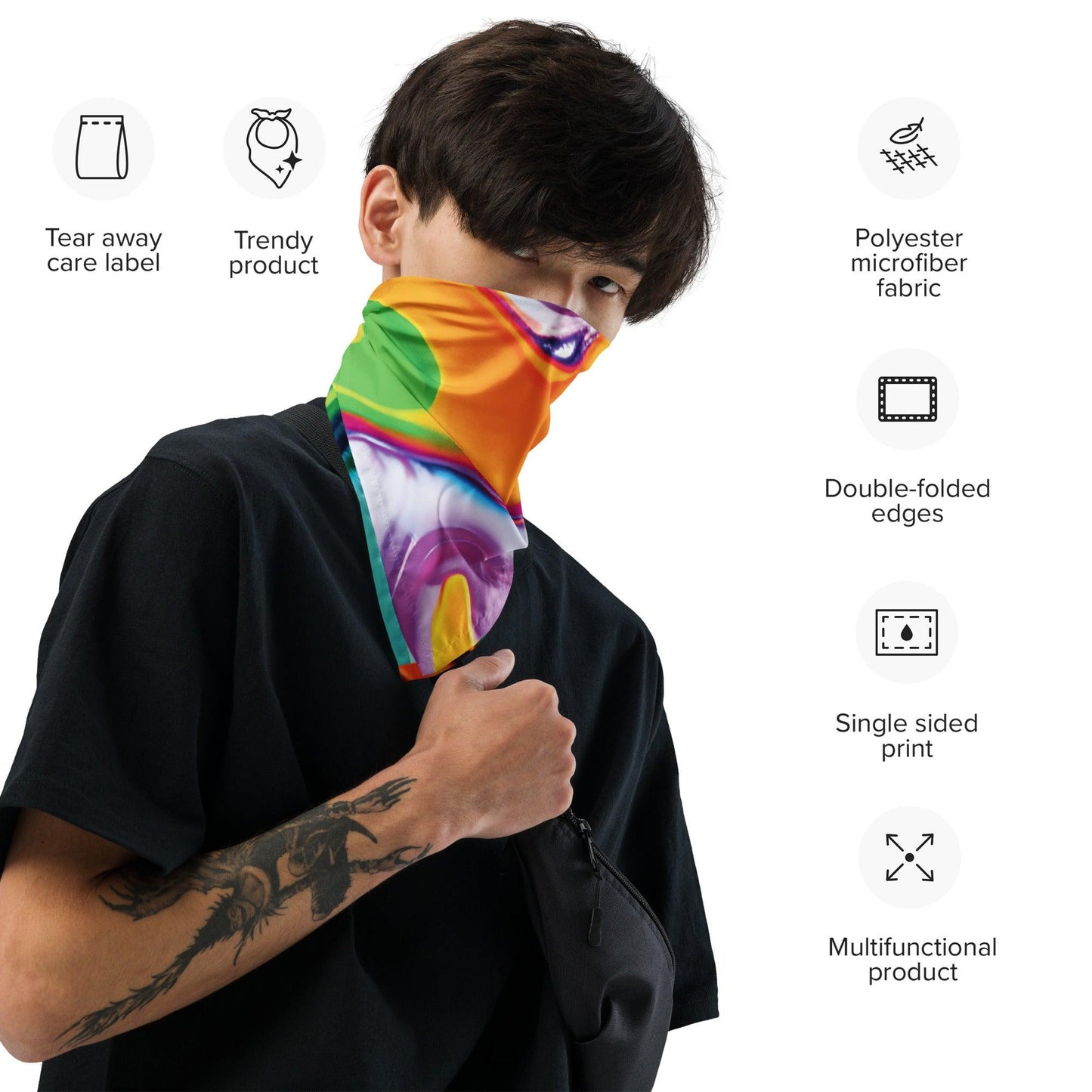 Vibrant Alcohol Ink Bandana for Festivals & Raves