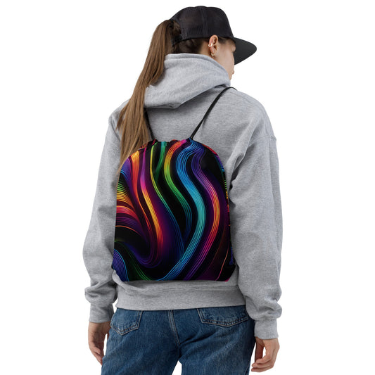 Neon Swirl Festival Drawstring Bag