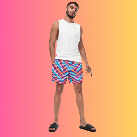 Abstract Rave Swim Shorts - Custom EDM Festival Wear