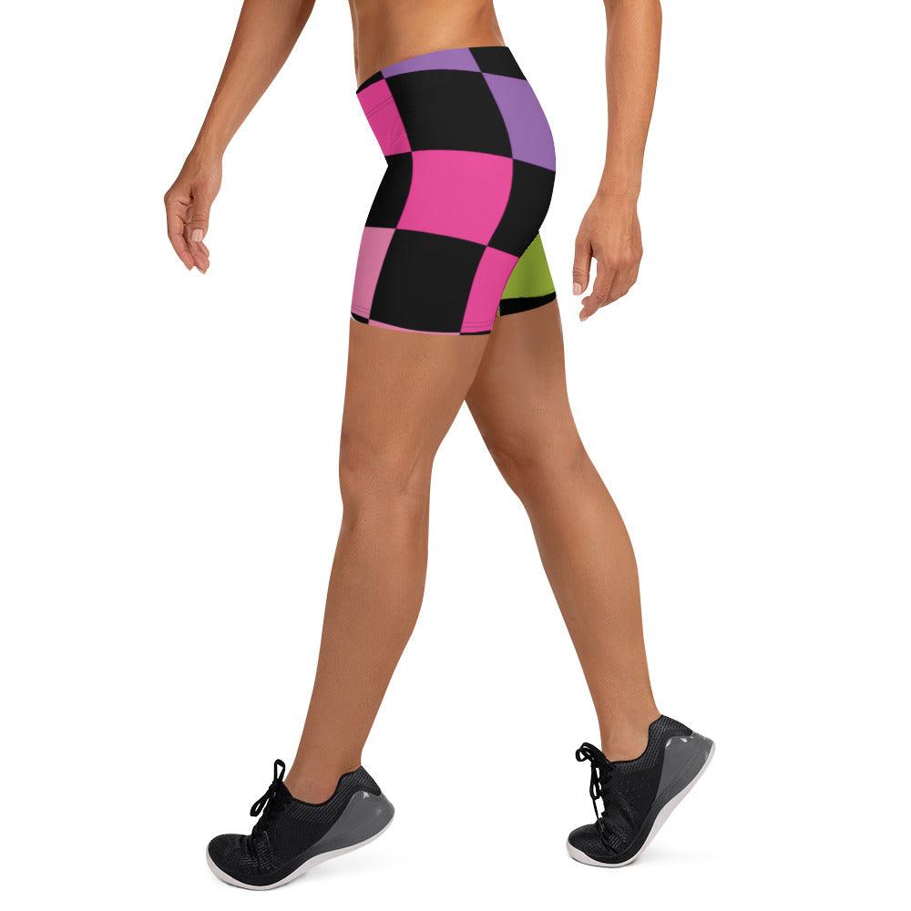 Vibrant Rainbow Checked Festival Shorts