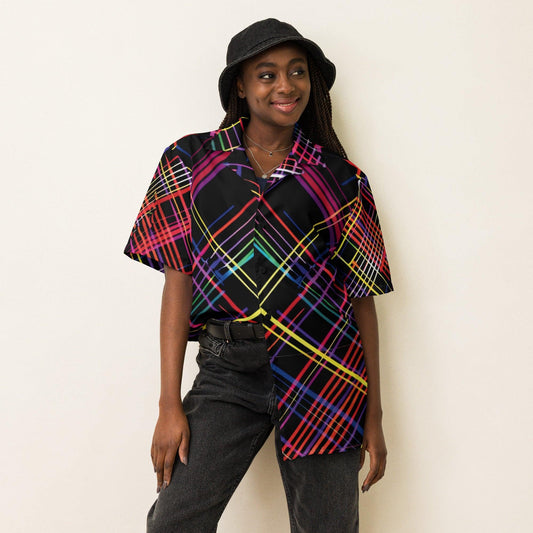 Festival-Ready Plaid Button Shirt for EDM Enthusiasts